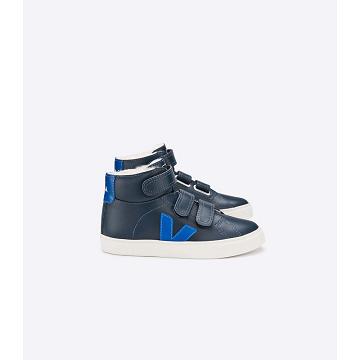 Veja ESPLAR MID FURED LEATHER Høye Barn Blue/Navy | NO 691BEX